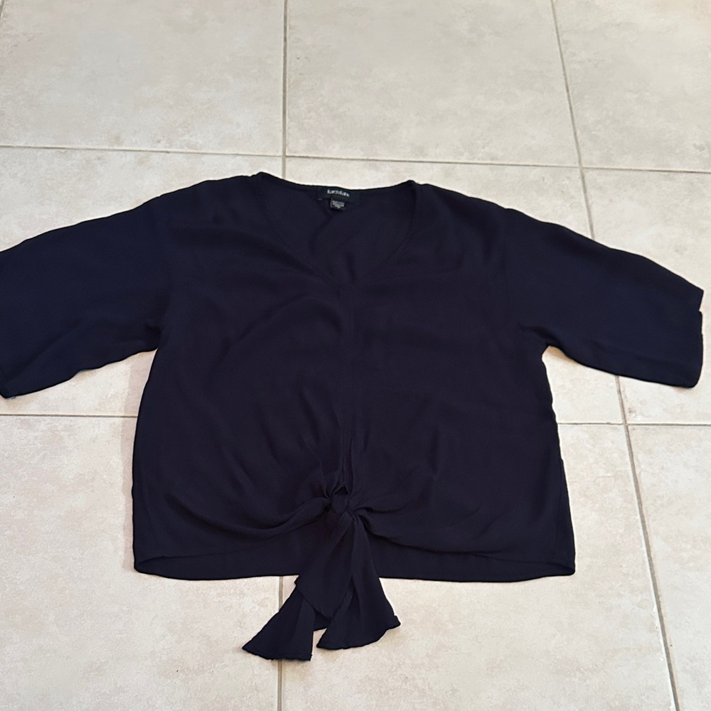Women’s Karen Kane Navy Tie Front Blouse Small